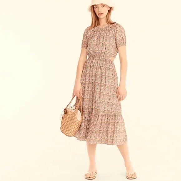 J. Crew Dresses & Skirts - J. Crew | Liberty Fabric Printed Cotton Cut Out Back Midi Dress Size 10